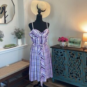 LOFT aubergine plaid busier rockabilly dress 14